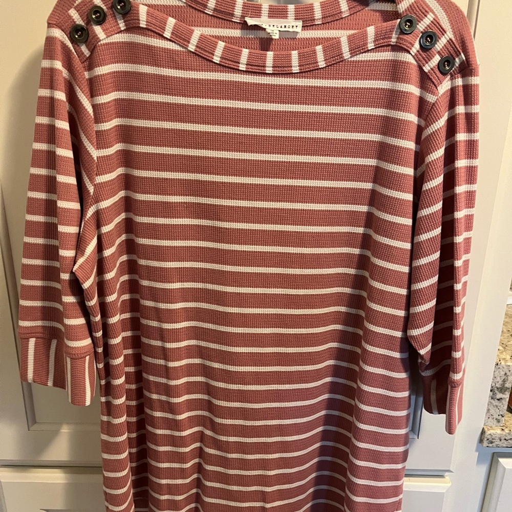 Jane and Delancey Rose and Cream Buttoned Tunic